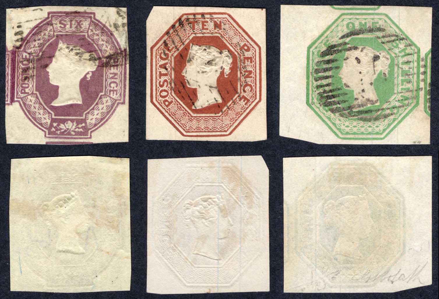 SG54/59 Embossed set of 3 all with Very Good Margins Fine used Cat 2700++