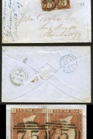 1841 Penny Red (NB/NC) Fine Used Pair Oldbury Straight Line