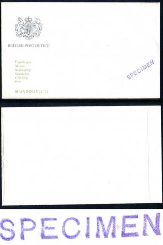 British Post Office Specimen Cover Unused