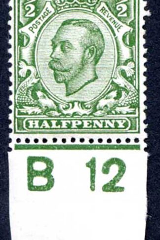 1/2d Green B12 Control mounted mint