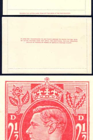 LCP17b KGVI 2 1/2d Carmine Letter Card Mint