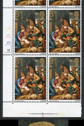 SG756 3d Christmas 1967 Block 6 with Weak Gold Printing U/M
