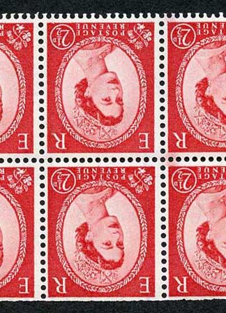 SB85a 2 1/2d Graphite Booklet Pane of 6 Wmk Crowns INVERTED U/M