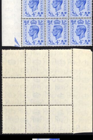 KGVI Q20a 4d Light Ultramarine Variety Retouched Background (Row 9/2) U/M