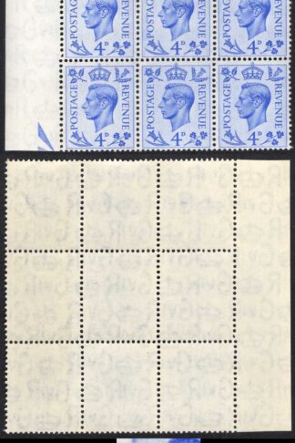 KGVI Q20a 4d Light Ultramarine Variety Retouched Background (Row 9/2) U/M