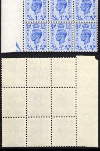 KGVI Q20a 4d Light Ultramarine Variety Retouched Background (Row 9/2) U/M