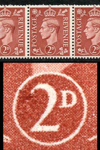 KGVI 2d Pale Red Brown SG506 Spec Q12/2f U/M Strip 5