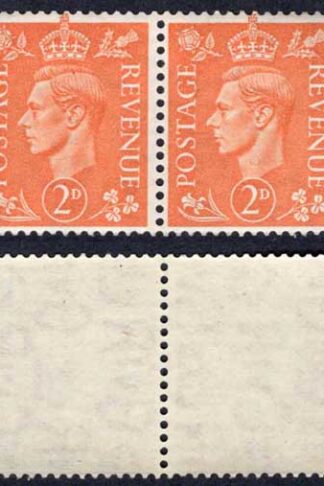 KGVI SG488a 2d Pale Orange U/M Strip 6 Wmk Sideways