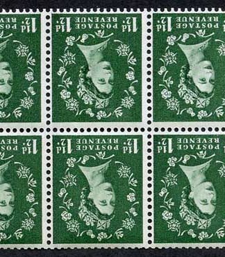 SG589Wi 1 1/2d Wilding 2nd Graphite Wmk INVERTED Pane U/M