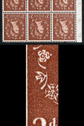 SB78aha 2d Light Red-Brown Wmk Edward Inv Booklet Pane with Retouched state U/M