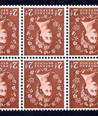 SB78a 2d Light Red-Brown Wmk Edward Inverted Pane of 6 U/M
