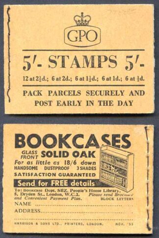 H18a 5/- Booklet Mixed Wmk TTEEEE 2d Pane INVERTED