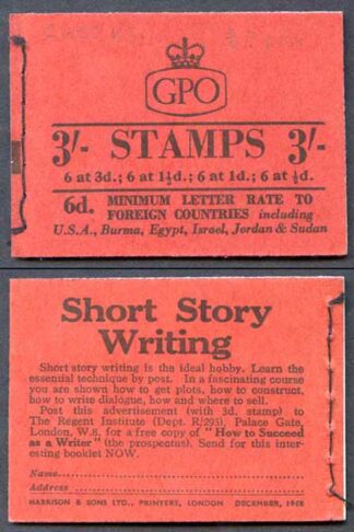 M10e 3/- Booklet Mixed Wmk CECC 3d Cyl K7 dot
