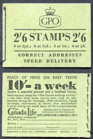 F38a 2/6 Booklet Mixed Wmk EEET