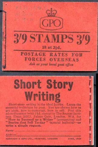 G20 3/9 Booklet June 1957 Cyl 8 dot