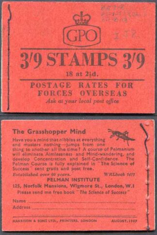 G21 3/9 Booklet Aug 57 only 39600 printed