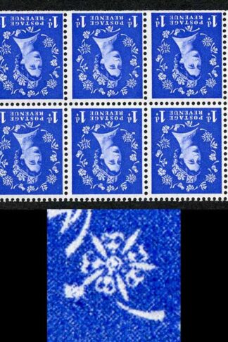 SB26ac 1d Wmk Edward Inverted Booklet Pane with Rose Flaw U/M