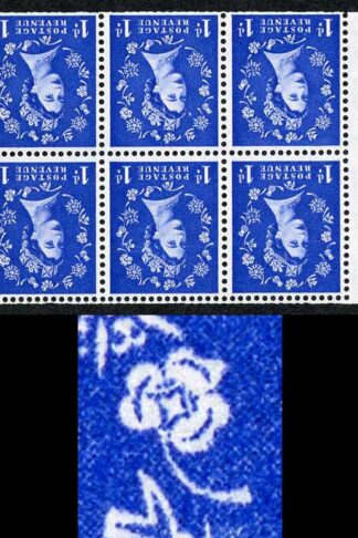 SB26ad 1d Wmk Edward Inverted Booklet Pane Extended Leaf on Shamrock Flaw U/M
