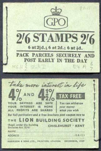 F61 2/6 Booklet Dec 1957 2d pane Inverted Good Perfs