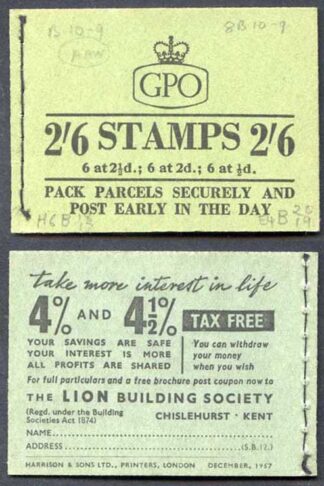 F61 2/6 Booklet Dec 1957 2d pane Inverted