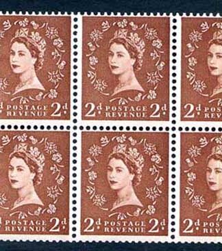 SB78 2d Light Red Brown Wmk Edward Upright Booklet Pane of 6 U/M