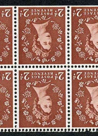 SB78a 2d Light Red-Brown Wmk Edward INVERTED U/M Booklet Pane 6
