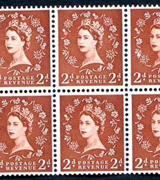 SB78c 2d Light Red-Brown Wmk Edward Upright Daffodil Flaw Pane of 6 U/M