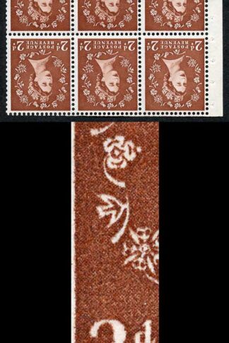SB78aha 2d Light Red Brown Wmk Edward Inverted Retouched State Pane of 6 U/M