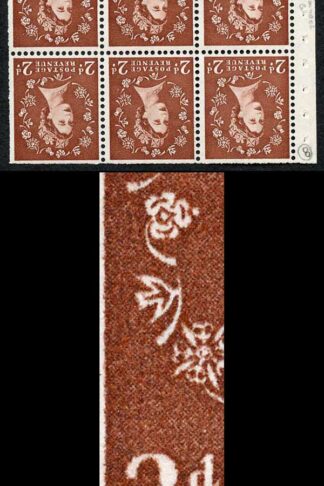 SB78aha 2d Light Red Brown Wmk Edward Inverted Retouched State Pane of 6 U/M