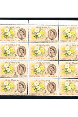 SG637a 1963 3d Nature with Caterpillar Flaw Block of 12 U/M