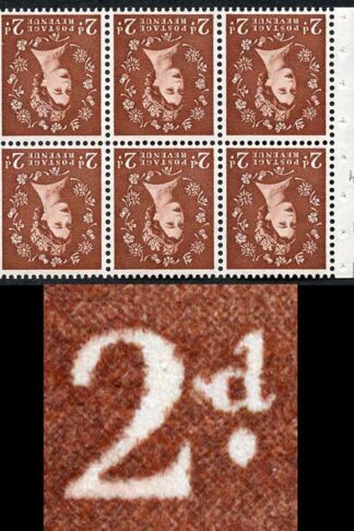 SB78ad 2d Light Red Brown Wmk Edward Inverted Booklet Pane inc Spot after 2