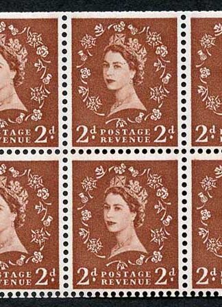 SB78 2d Light Red Brown Wmk Edward Upright Booklet Pane of 6 U/M