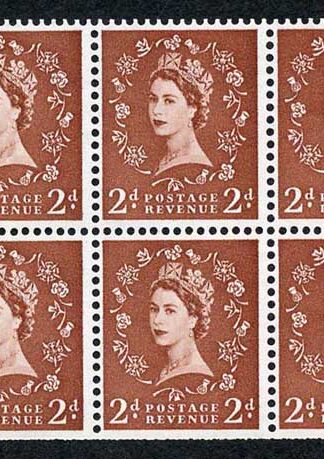 SB78 2d Light Red Brown Wmk Edward Upright Booklet Pane of 6 U/M