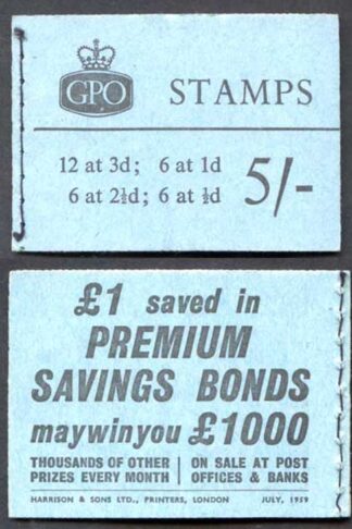 H39g 5/- Graphite Booklet 2 1/2d INVERTED 3 Good Perfs