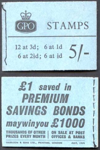 H39g 5/- Graphite Booklet 2 1/2d INVERTED 3 Good Perfs