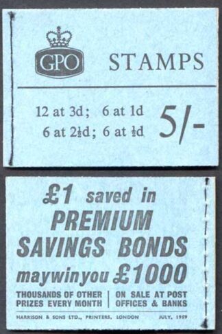 H39g July 1959 5/- Graphite Booklet 2 1/2d Upright