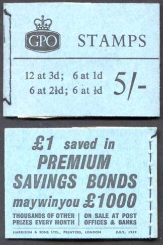 H39g July 1959 5/- Graphite Booklet 2 1/2d Upright