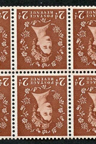 SB78a 2d Light Red Brown Wmk Edward Inverted Booklet Pane of 6 U/M