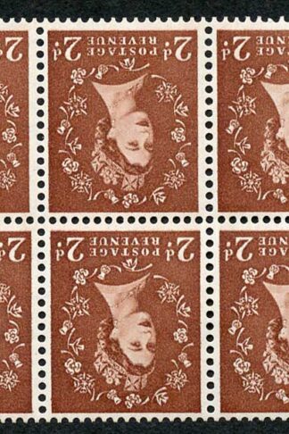 SB78a 2d Light Red Brown Wmk Edward Inverted Booklet Pane of 6 U/M