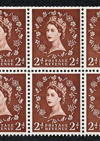SB77 2d Red-Brown Wmk Edward Upright Booklet Pane of 6 U/M