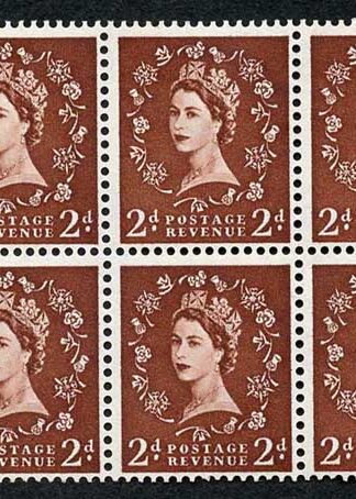 SB77 2d Red-Brown Wmk Edward Upright Booklet Pane of 6 U/M