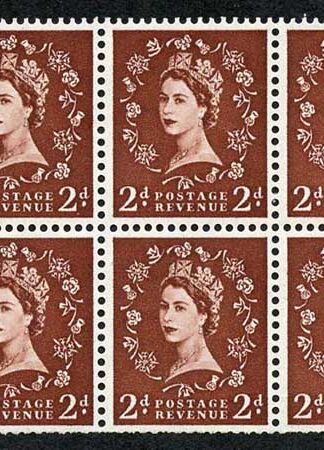 SB77 2d Red-Brown Wmk Edward Upright Booklet Pane of 6 U/M