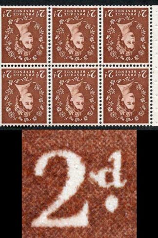SB78ad 2d Light Red Brown Wmk Edward Inverted Booklet Pane inc Spot after 2