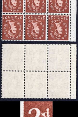 SB78ad 2d Light Red Brown Wmk Edward Inverted Booklet Pane inc Spot after 2