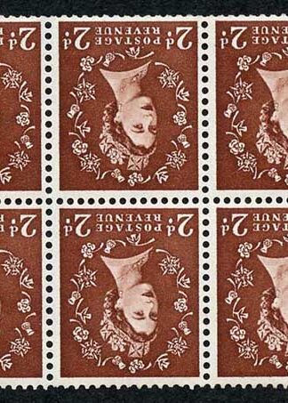 2d Red Brown Edward Booklet Pane SB77a U/M Wmk Inverted