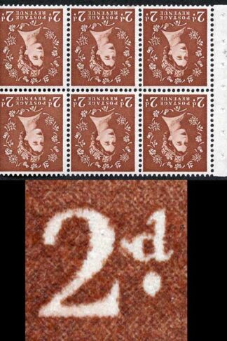 SB78ad 2d Light Red Brown Wmk Edward Inverted Booklet Pane inc Spot after 2