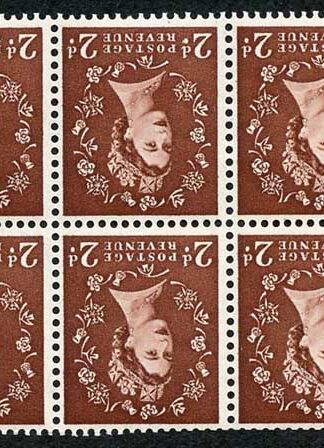 2d Red Brown Edward Booklet Pane SB77a U/M Wmk Inverted