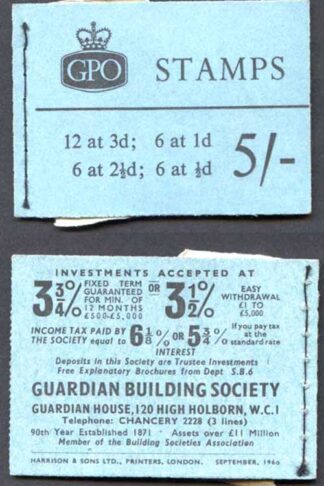 H46g 5/- Booklet Graphite 2 1/2d upright