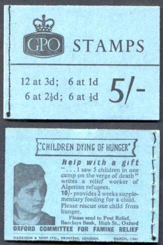 H49 March 1961 5/- Crowns Booklet BOTH 3d Cyl K15 no dot