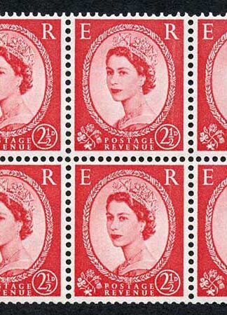 SB81 2 1/2d Booklet Pane Wmk Edward Upright Doctor Blade Flaw U/M